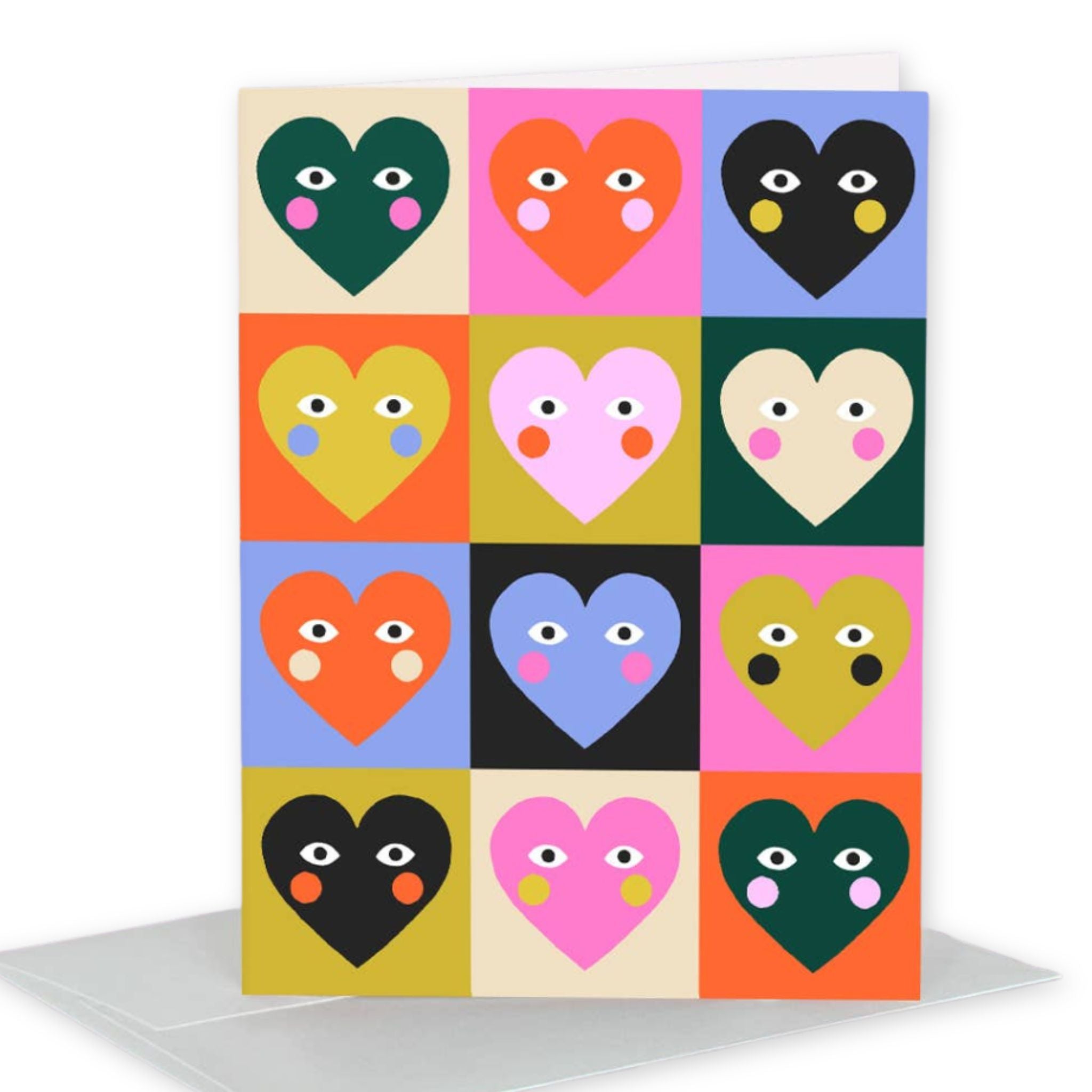 Checkerboard Hearts Greeting Card: Single Card