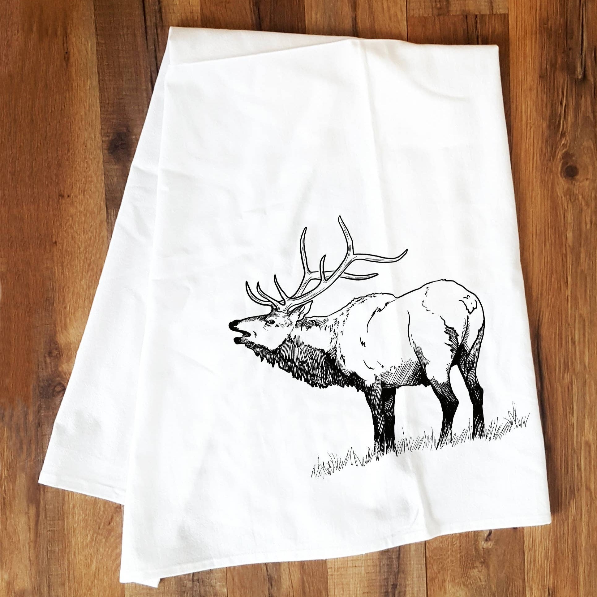 Elk Screen Printed Tea Towel