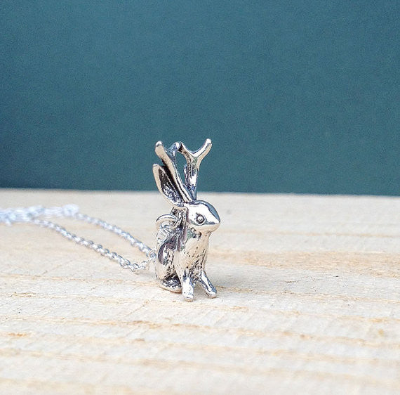 Sterling Jackalope Necklace - MADE