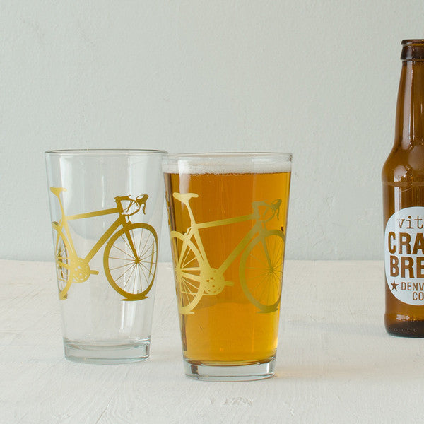 Road Bike Pint Beer Glass Set of four colors